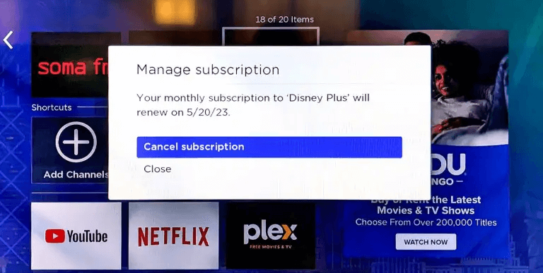 Click Cancel subscriptions