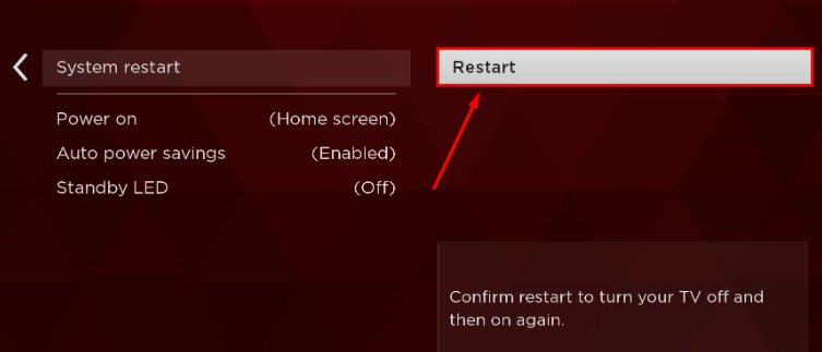 Click on Restart