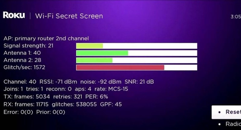 Roku WIFI Secret Menu