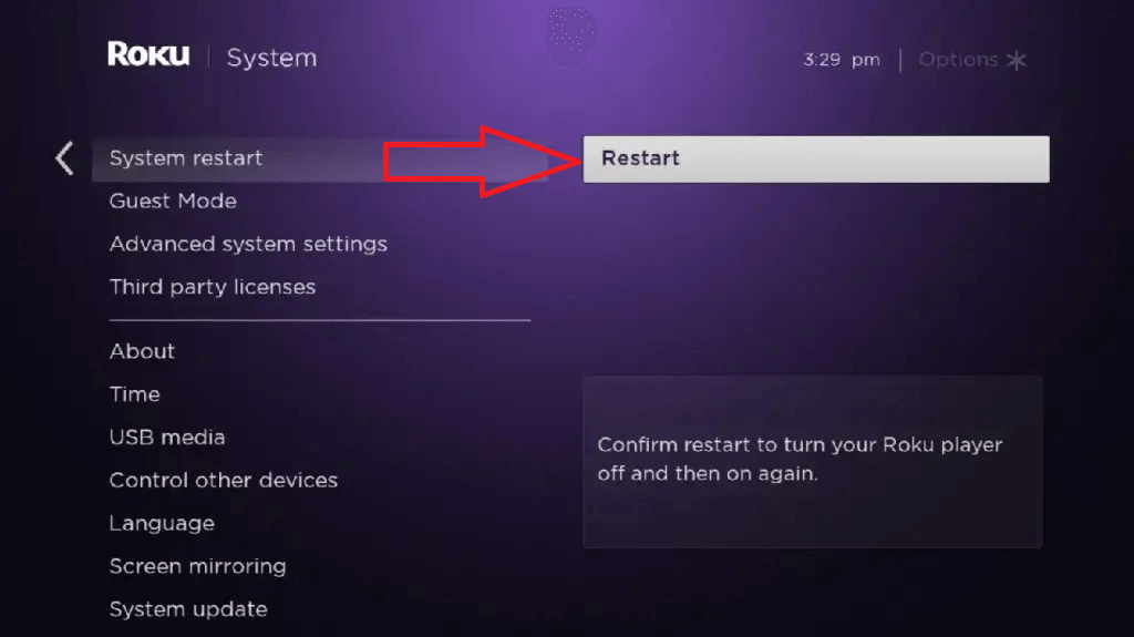 Select Restart 