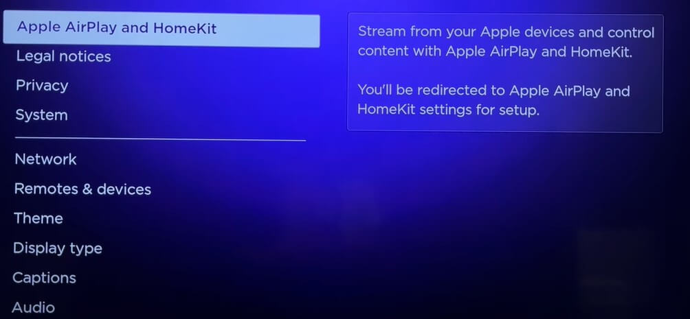 Select Apple AirPlay and Homekit
