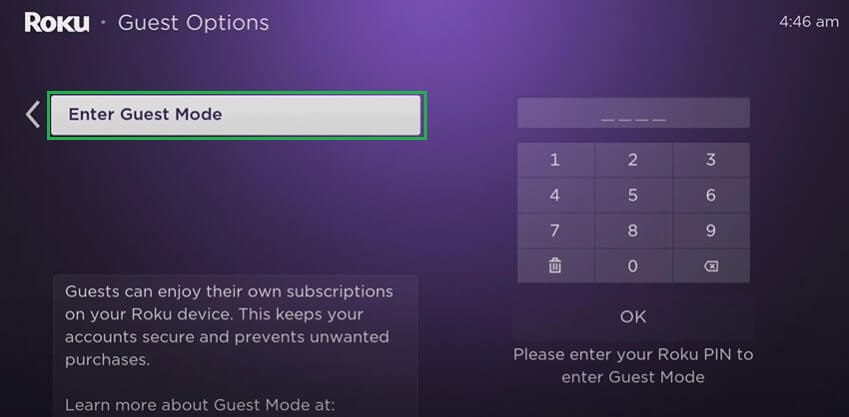 Tap Enter Guest Mode
