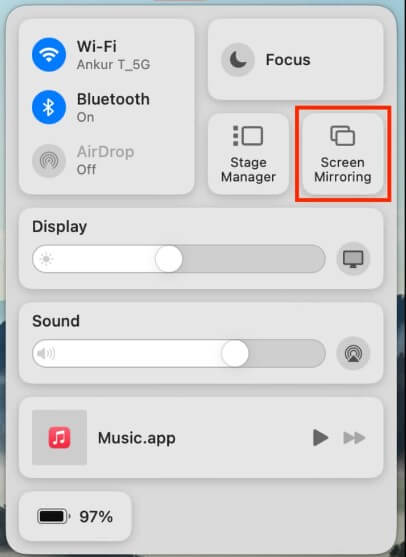 Select Screen Mirroring to access Soap2day on Roku from Mac