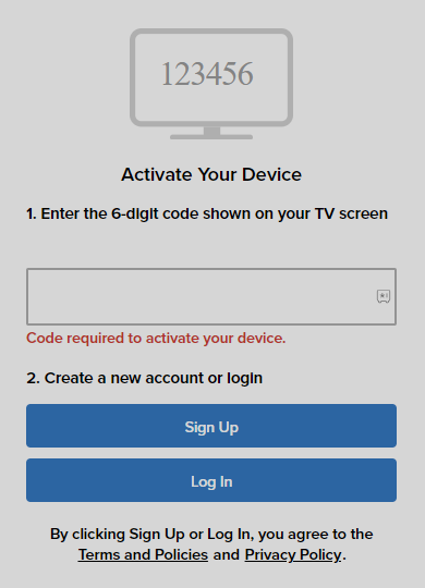 Enter the code and activate Vudu app on Roku
