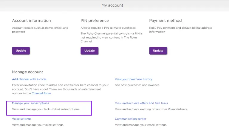Click on Manage Your Subscription option