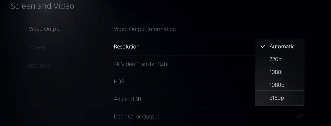 Enable 4K Resolution on PS5