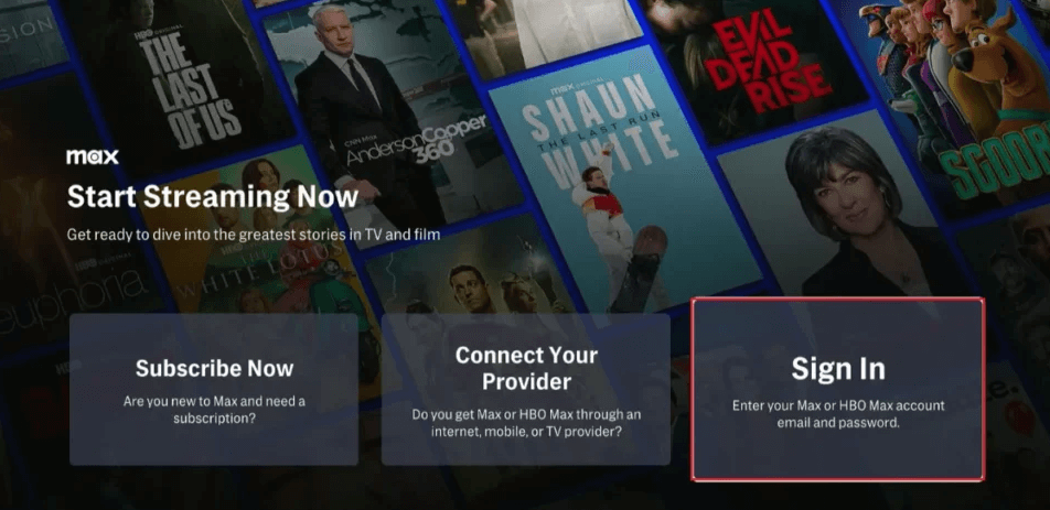 Click Sign In on the welcome page
