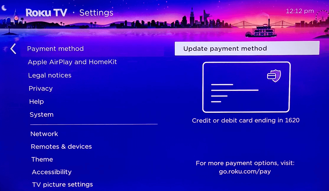 Click on Update Payment Method