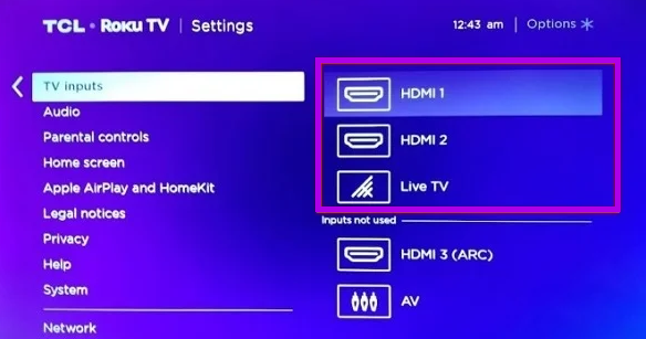 Change Input on Roku TV
