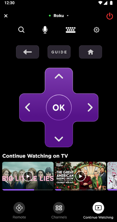 Press the Power icon to turn on Roku TV