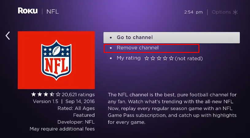 Click on Remove Channel
