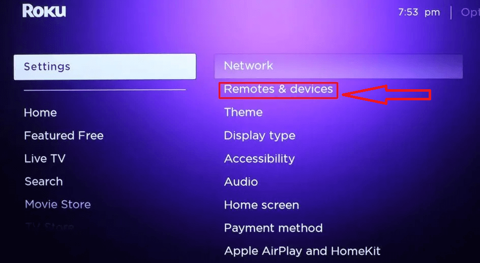 Click Remotes & devices