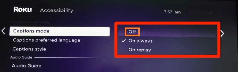 Click on Turn Off