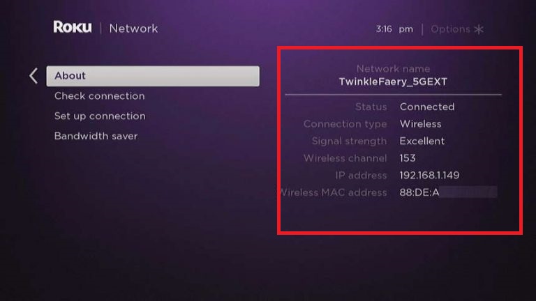 Note down the Roku MAC address
