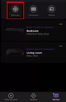 Select Remote on Roku App