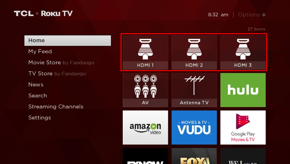 Select your input on Roku TV