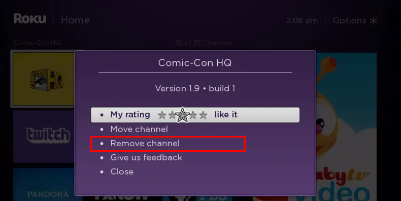 Click on Remove channel