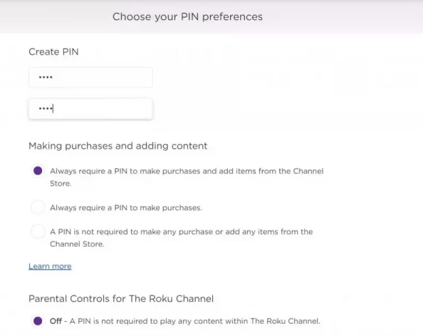 Choose your PIN preferences