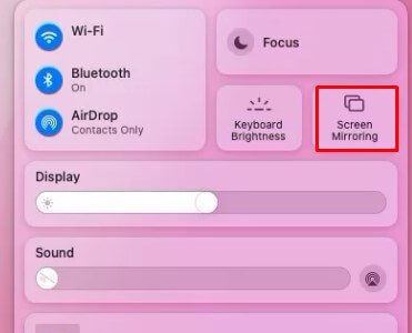Click on the Screen Mirroring Icon on Mac