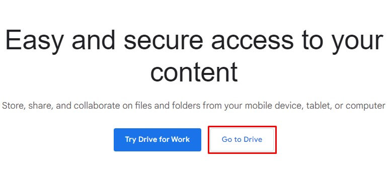 Select Go to Drive on the Web Page