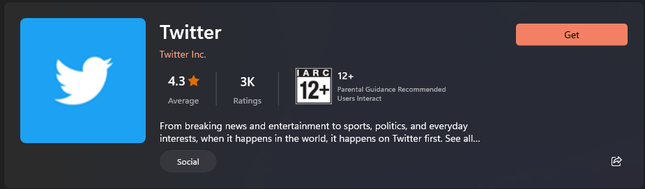 Install Twitter app on Windows