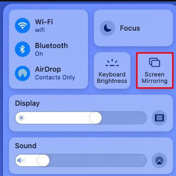 Click on Screen Mirroring icon