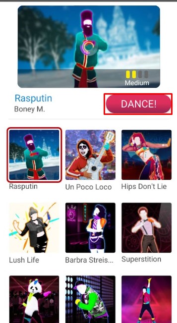Click Dance on the Just Dance Now App