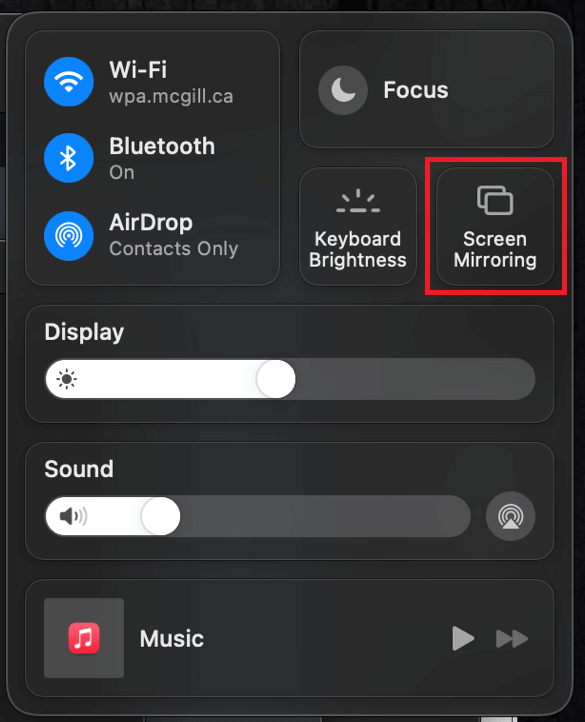 Click Screen Mirroring