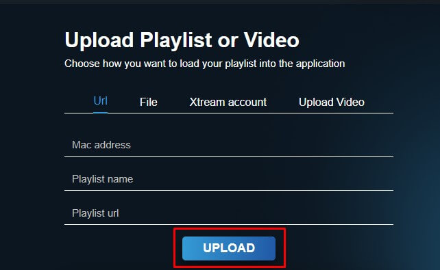 Select Upload on IPTV 