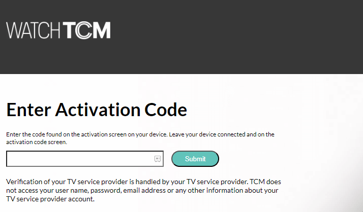 TCM on Roku-Activate