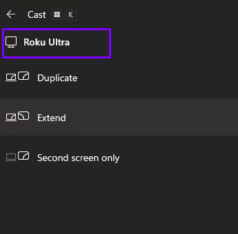 Chrome on roku-Tap Win+K