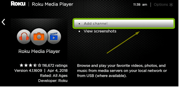 Add Roku Media Player
