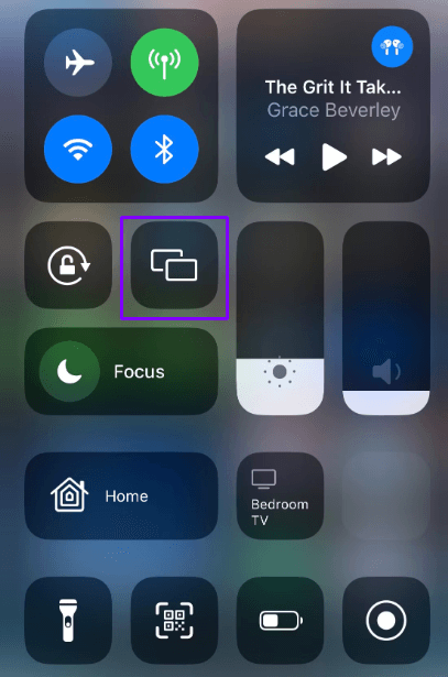 Screen Mirroring icon on iPhone