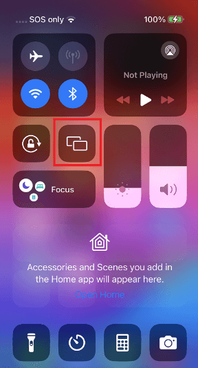 Screen Mirroring icon on iPhone