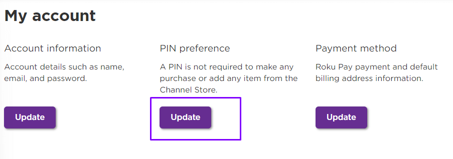 Roku Pin Not Working- Hit the Update button