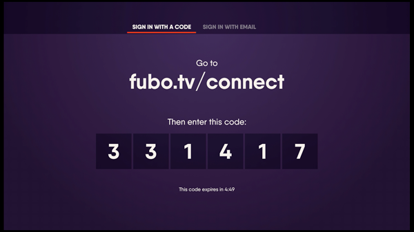 Activation code for Fubo