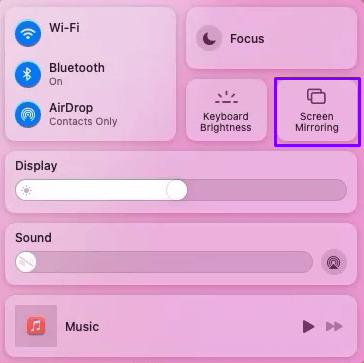 Screen Mirroring icon on Mac