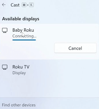 ring tv on roku-Win+K on PC