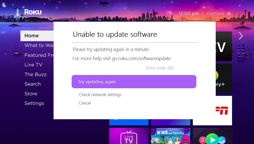 Roku error code 005