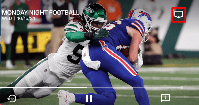 Click on AirPlay button to stream ABC on Roku