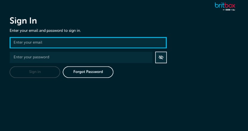 Enter the login details to watch BritBox content on Roku
