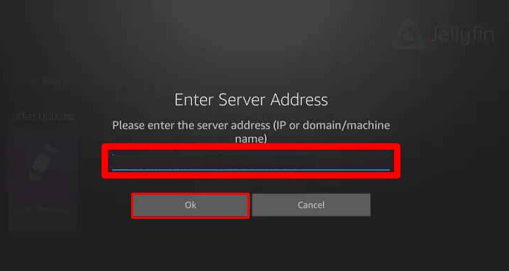 Enter the Jellyfin server address and access your server media on Roku