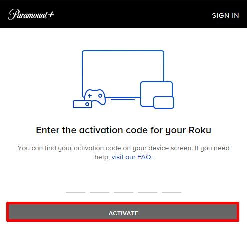Enter the code and activate Paramount Plus on Roku