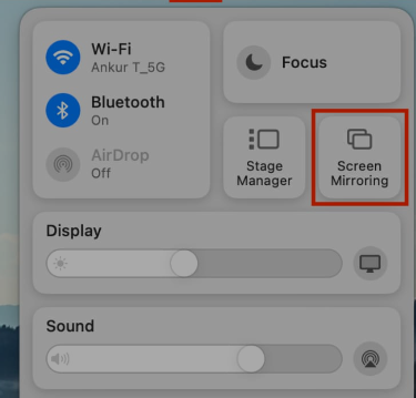 Tap on Screen Mirroring on Mac and access the PowerPoint presentation on Roku
