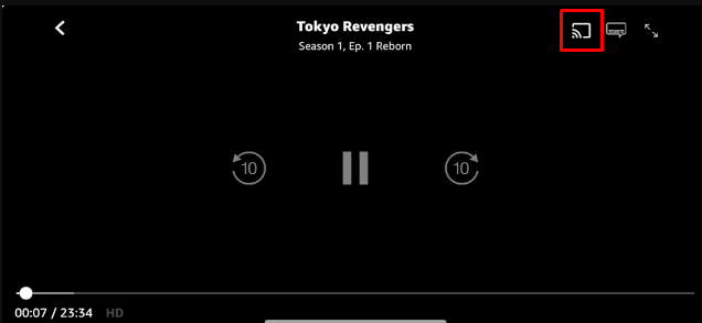 Click on the Cast icon and watch Prime Video on Roku