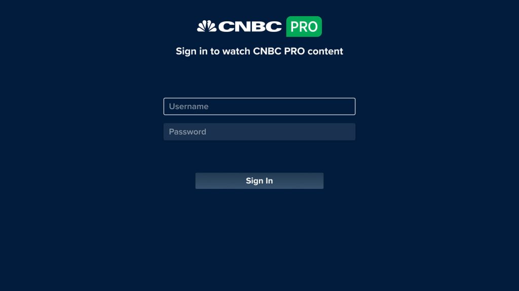 Enter the CNBC Pro login details on Roku