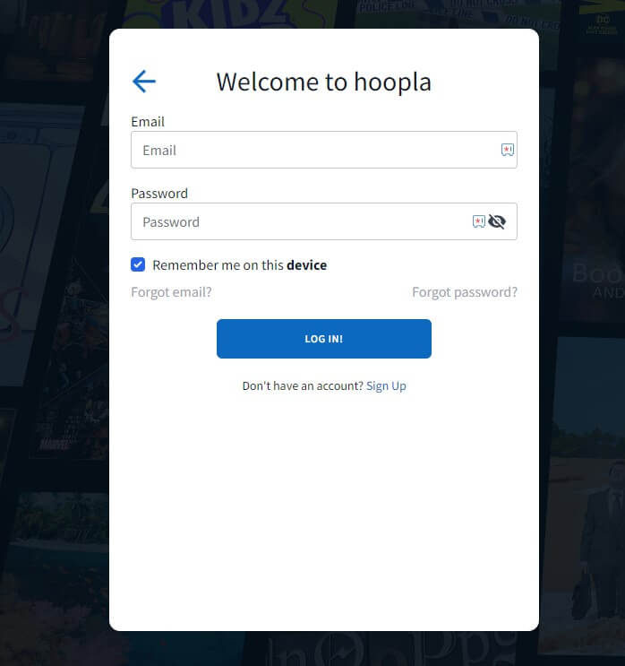 Sign in to your Hoompla account on Roku