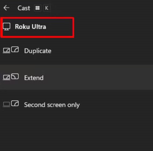 Select your Roku device
