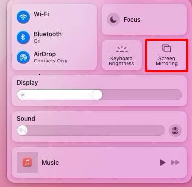 Tap on Screen Mirroring