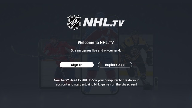 Click on Sign In button on NHL app